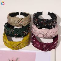 Hot-saling Color Diamond Fabric Knotted Retro Simple Plain Pressed Hair Non-slip Headband sku image 1