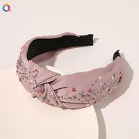 Hot-saling Color Diamond Fabric Knotted Retro Simple Plain Pressed Hair Non-slip Headband sku image 7