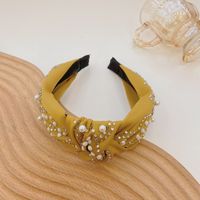 Hot Selling Fashion Pure Color Hair Bundle Knotted Fabric Beaded Headband main image 5