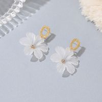 S925 Silver Korean Simple Transparent Flower New Beautiful Flower Earrings main image 4