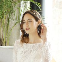 Korean  Hand-woven Branch Pearl Flower Earrings main image 1