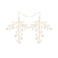 Korean  Hand-woven Branch Pearl Flower Earrings main image 6