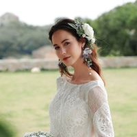 Bride Korean Cloth Simulation Flower Tassel Long Wedding  Earrings main image 3