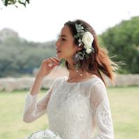 Bride Korean Cloth Simulation Flower Tassel Long Wedding  Earrings main image 6