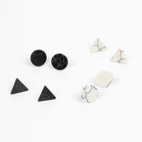 Neue Koreanische Einfache Marmor Schwarz Weiß Türkis Wilde Runde Dreieck Ohrringe Für Frauen main image 2