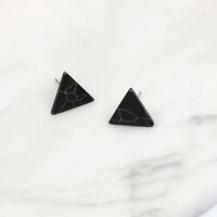 New Korean Simple Marble Black  White Turquoise Wild Round Triangle Earrings For Women main image 5