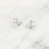 Neue Koreanische Einfache Marmor Schwarz Weiß Türkis Wilde Runde Dreieck Ohrringe Für Frauen main image 4
