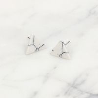 New Korean Simple Marble Black  White Turquoise Wild Round Triangle Earrings For Women main image 4