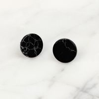 New Korean Simple Marble Black  White Turquoise Wild Round Triangle Earrings For Women main image 3