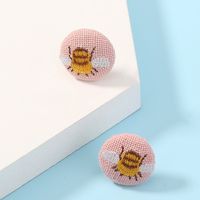 Korea  Trend New  Fabric Cute Simple Round Bee Earrings main image 1