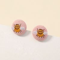 Korea  Trend New  Fabric Cute Simple Round Bee Earrings main image 4
