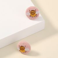 Korea  Trend New  Fabric Cute Simple Round Bee Earrings main image 5