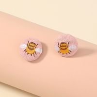 Korea  Trend New  Fabric Cute Simple Round Bee Earrings main image 6