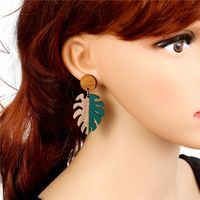 Fashion Hollow Leaf Wood  Retro  Wood Resin Earrings For Women main image 6