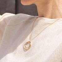 Hot-selling Exaggerated Round  Fashion 925 Silver Gold Chain Double Circle Necklace Wholesale main image 1