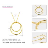 Hot-selling Exaggerated Round  Fashion 925 Silver Gold Chain Double Circle Necklace Wholesale main image 5