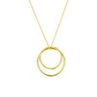 Hot-selling Exaggerated Round  Fashion 925 Silver Gold Chain Double Circle Necklace Wholesale main image 6