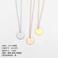 Simple Golden Round Pendant Short 316l Stainless Steel Lettering Plant Necklace main image 3