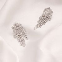 Korean Diamond Tassel Full Diamond Simple Fashion Ladies Earrings sku image 2