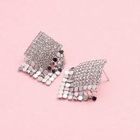 Fashion Retro Geometric Full Diamond Square Copper Earrings For Women sku image 2