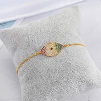 Fashion Colorful Zircon Eye Brazil Style Religious Simple Love Round Copper Adjustable Bracelet sku image 3