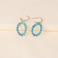 Korean New Fashion Wild Full Diamond Oval Artificial Water Geometric Star Earrings main image 4