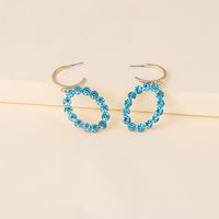 Korean New Fashion Wild Full Diamond Oval Artificial Water Geometric Star Earrings main image 3