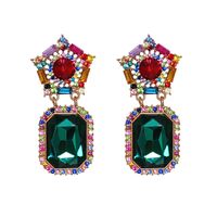 Korean New Fashion Wild Glass Diamond Geometric Round Exaggerated  Earrings main image 1
