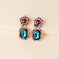 Korean New Fashion Wild Glass Diamond Geometric Round Exaggerated  Earrings main image 3