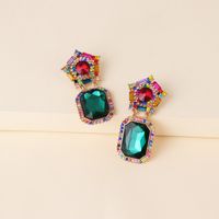 Korean New Fashion Wild Glass Diamond Geometric Round Exaggerated  Earrings main image 4