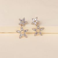 Korean New Fashion Wild Full Diamond Five-pointed Star Artificial Crystal Star Earrings main image 6