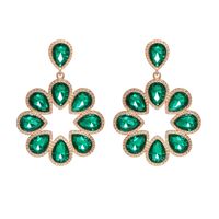 Korean New Fashion Wild Green Full Diamond Artificial Crystal Earrings main image 6