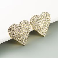 S925 Silver Needle Korea Nueva Aleación En Forma De Corazón De Moda Llena De Aretes De Diamantes main image 4