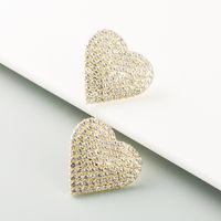 S925 Silver Needle Korea Nueva Aleación En Forma De Corazón De Moda Llena De Aretes De Diamantes main image 5