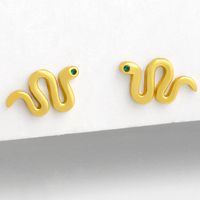 Fashion Snake-shaped Smooth Snake-shaped Small Simple Wild Copper Earrings For Women main image 4