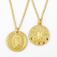 Plattierte 18 Karat Gold Porträt Goldmünze Medaille Einfache Kupferkette main image 1