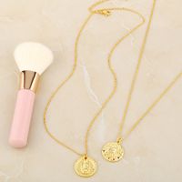 Plated 18k Gold Portrait  Gold Coin Medal Simple Copper  Necklace main image 6