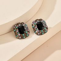 New Trendy Wild  Rectangular Diamond Colorful  Earrings main image 4