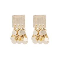 Korea Metal Square Sequins Tassel Earrings main image 6