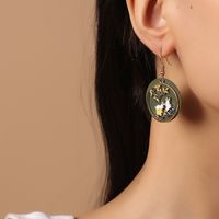 Korea Fashion Simple Cute Chinese Style Traditional Drip Painting Moon Palace White Rabbit Earrings main image 1