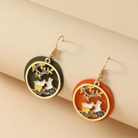 Korea Fashion Simple Cute Chinese Style Traditional Drip Painting Moon Palace White Rabbit Earrings main image 4