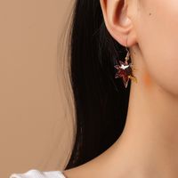 Fashion Beautiful  Korean All-match Gradient Color Epoxy Maple Leaf Earrings main image 2