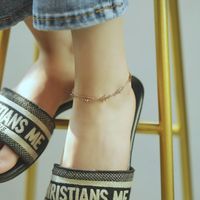 Fashion Double-layer Titanium Steel Ladies Simple Hollow Five-pointed Star  Anklet main image 6