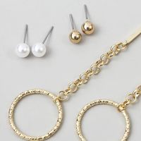 Korean Simple  Long Metal Chain Set Earrings main image 5