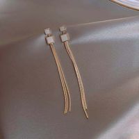 925 Silberne Nadel Quadratische Lange Quaste Koreanische Einfache Neue Trend Einfache Ohrringe main image 1