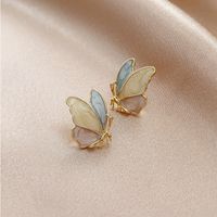 Fashion Color Schmetterling Tropföl Lackiert 925 Silber Nadel Koreanische Legierung Ohrringe main image 2