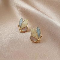 Fashion Color Schmetterling Tropföl Lackiert 925 Silber Nadel Koreanische Legierung Ohrringe main image 3