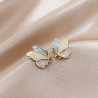 Fashion Color Schmetterling Tropföl Lackiert 925 Silber Nadel Koreanische Legierung Ohrringe main image 4