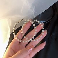 New Fashion Trendy Exaggerated Pearl Hoop Alloy Earrings For Women main image 1