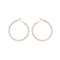 New Fashion Trendy Exaggerated Pearl Hoop Alloy Earrings For Women main image 6